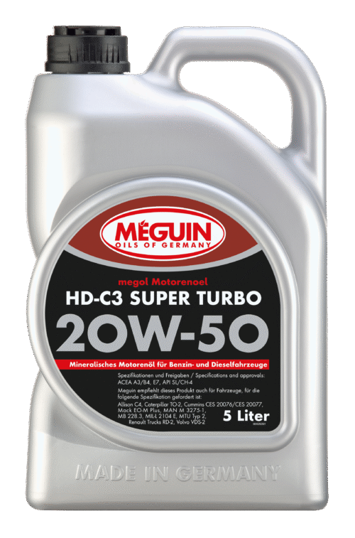 Meguin megol Motorenoel HD-C3 Super Turbo SAE 20W-50 – universalus variklinė alyva