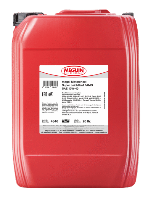 Meguin megol Motorenoel Super Leichtlauf FAMO SAE 10W-40 – variklinė alyva krovininiams