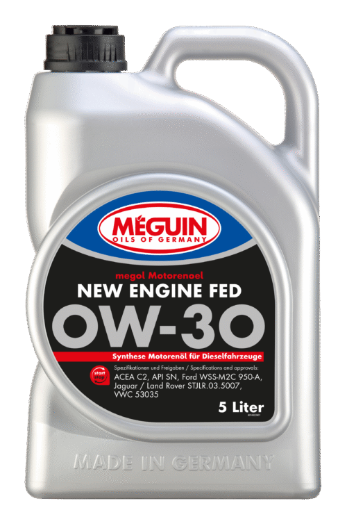 Meguin megol Motorenoel New Engine FED SAE 0W-30 – variklinė alyva naujiems Ford Euro 6 dyzeliniams varikliams