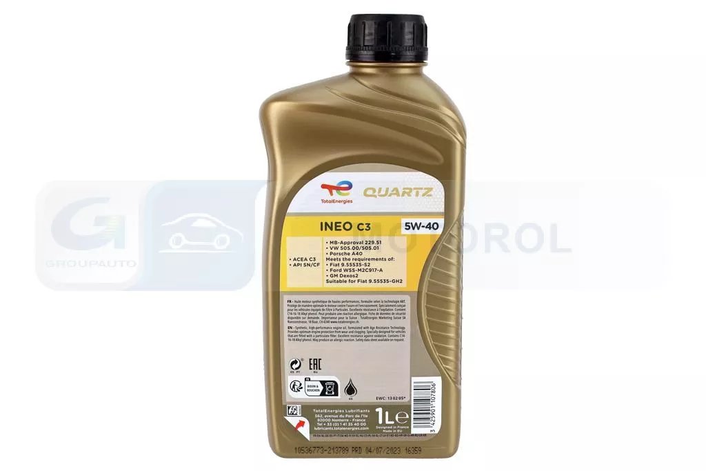 TOTAL Quartz INEO C3 5W-40 variklinė alyva 1L